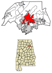 Etowah County Alabama Incorporated and Unincorporated areas Gadsden Highlighted 0128696